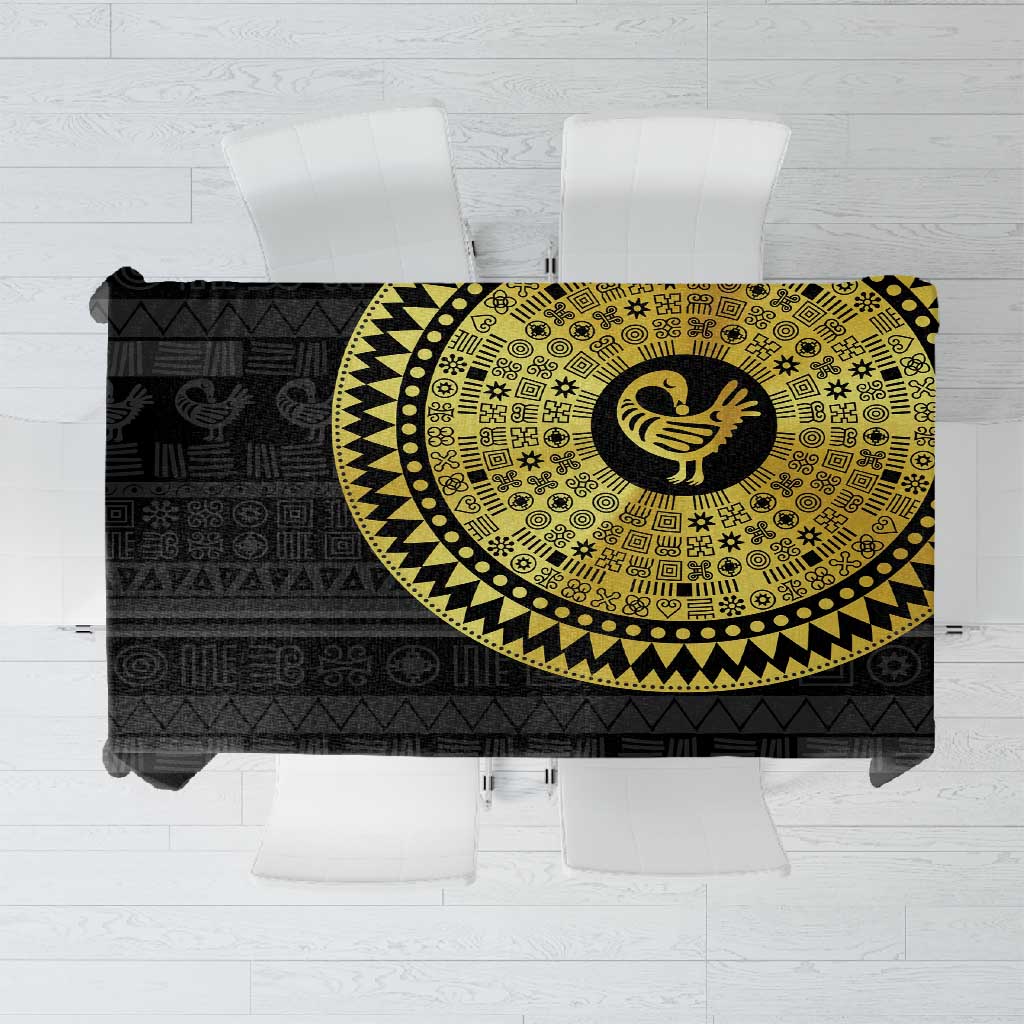 African Adinkra Tablecloth Sankofa Bird - Gold Version - Chest Arm Tattoo