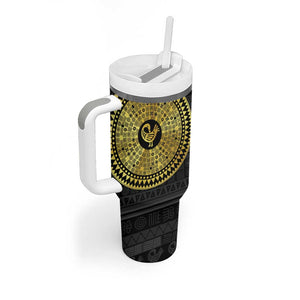 African Adinkra Tumbler With Handle Sankofa Bird - Gold Version - Chest Arm Tattoo