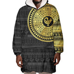 African Adinkra Wearable Blanket Hoodie Sankofa Bird - Gold Version - Chest Arm Tattoo
