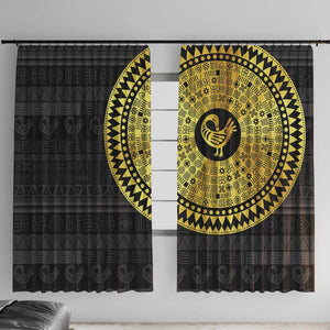 African Adinkra Window Curtain Sankofa Bird - Gold Version - Chest Arm Tattoo