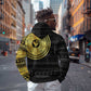 African Adinkra Zip Hoodie Sankofa Bird - Gold Version - Chest Arm Tattoo