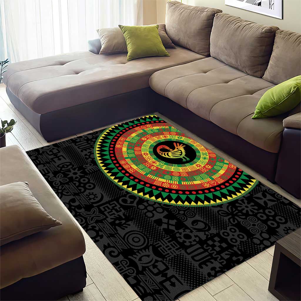 African Sankofa Bird Area Rug Adinkra Symbols - Chest Arm Tattoo