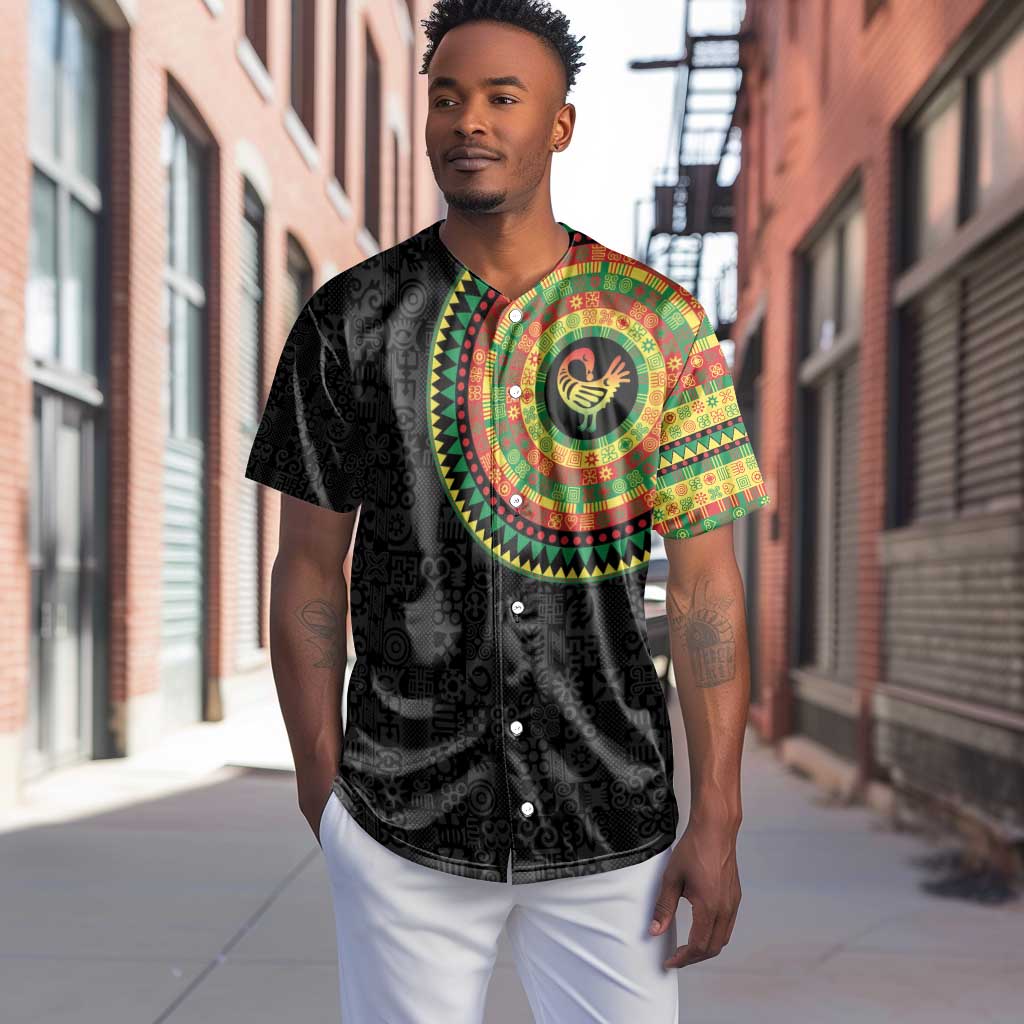 African Sankofa Bird Baseball Jersey Adinkra Symbols - Chest Arm Tattoo