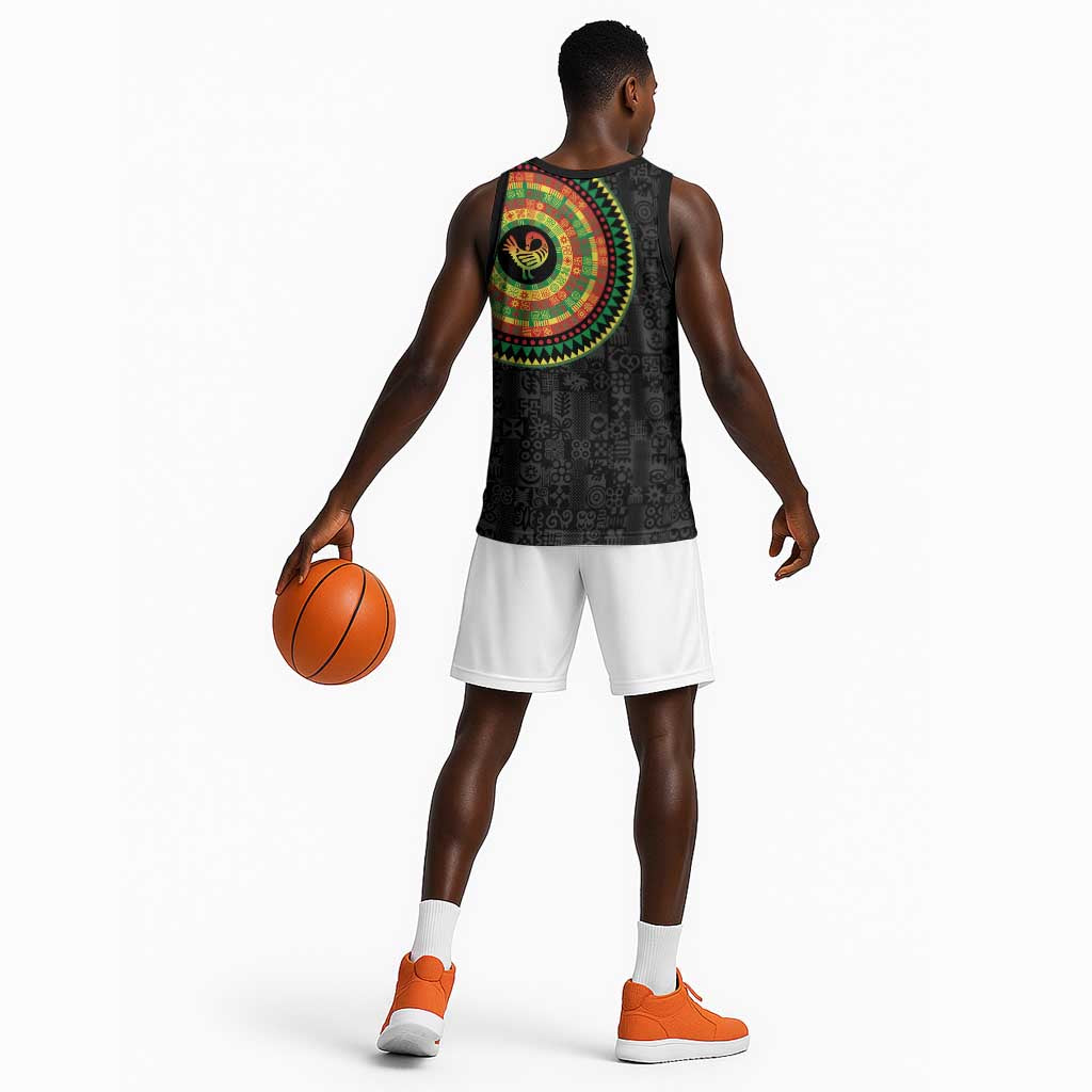 African Sankofa Bird Basketball Jersey Adinkra Symbols - Chest Arm Tattoo LT15