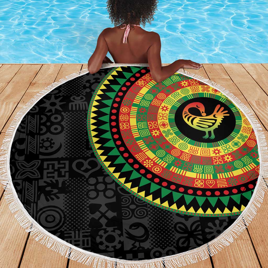 African Sankofa Bird Beach Blanket Adinkra Symbols - Chest Arm Tattoo