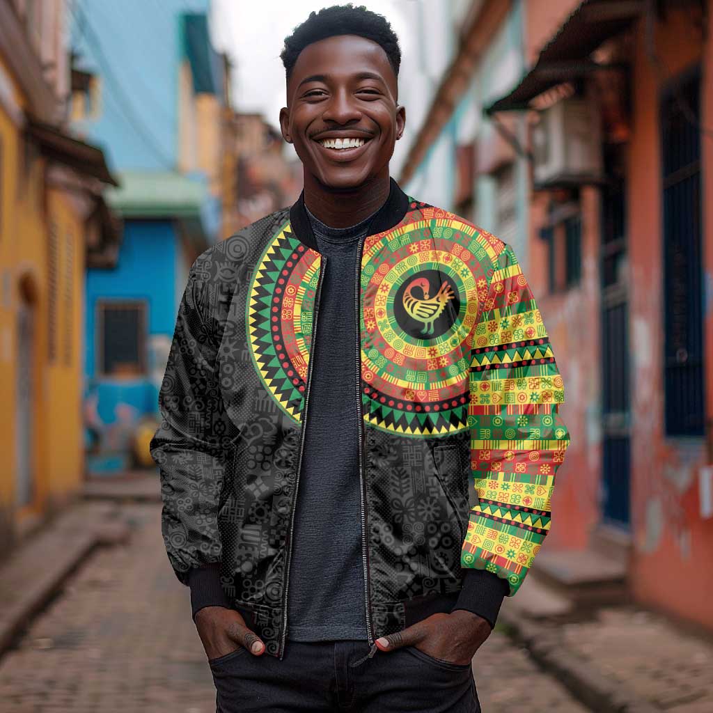 African Sankofa Bird Bomber Jacket Adinkra Symbols - Chest Arm Tattoo
