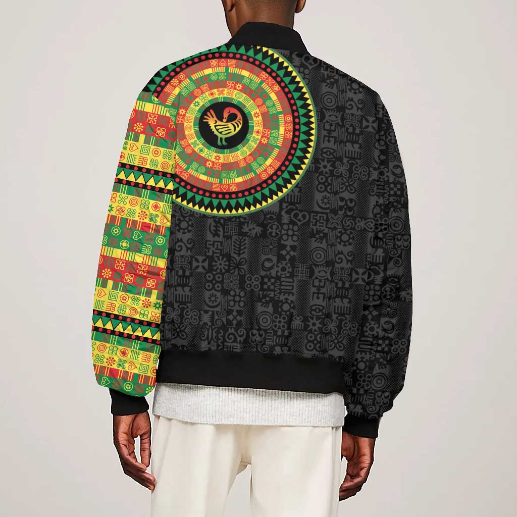 African Sankofa Bird Bomber Jacket Adinkra Symbols - Chest Arm Tattoo