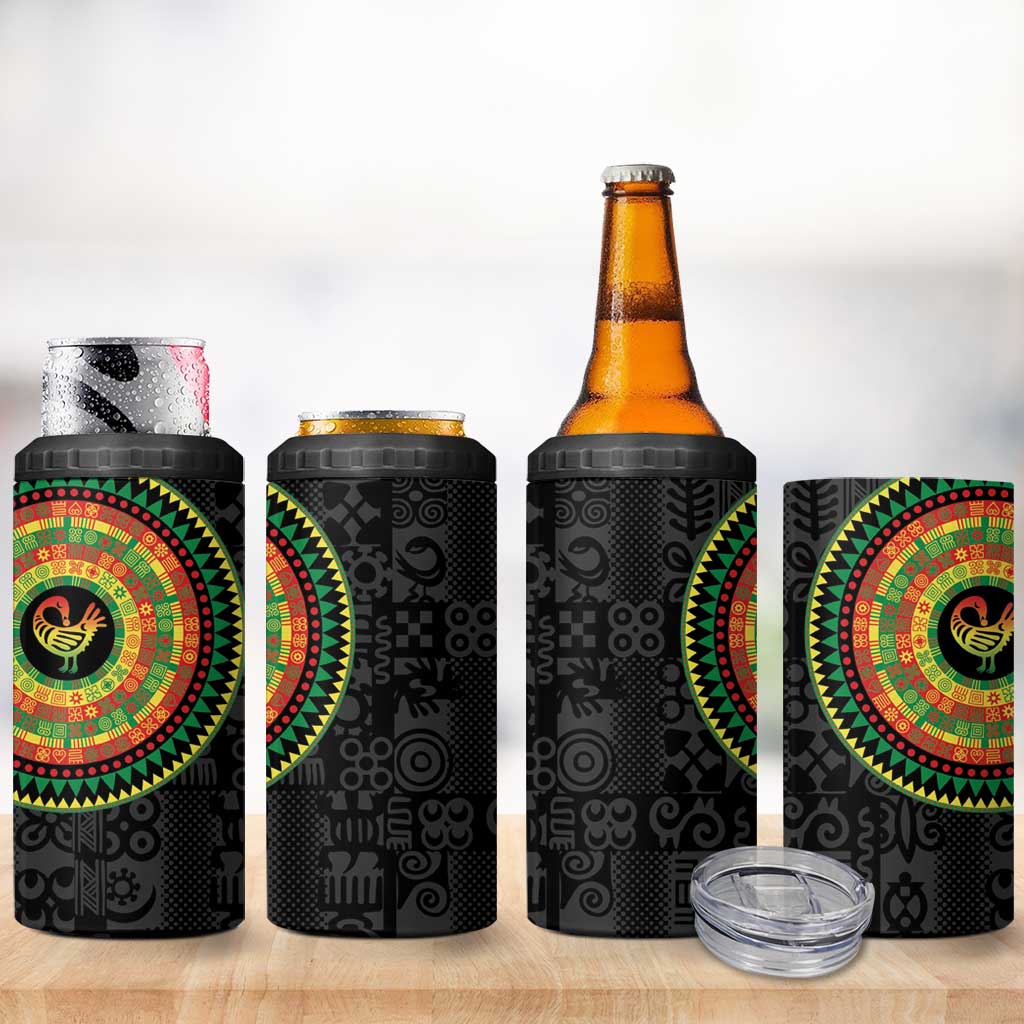 African Sankofa Bird 4 in 1 Can Cooler Tumbler Adinkra Symbols - Chest Arm Tattoo