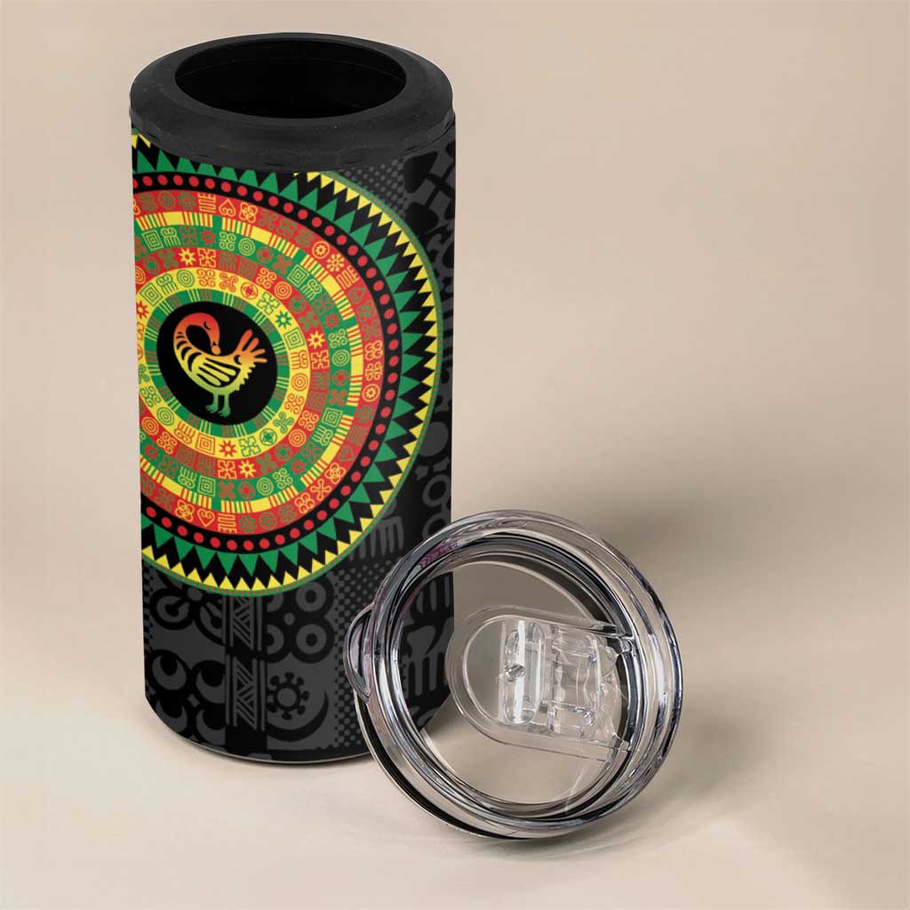 African Sankofa Bird 4 in 1 Can Cooler Tumbler Adinkra Symbols - Chest Arm Tattoo