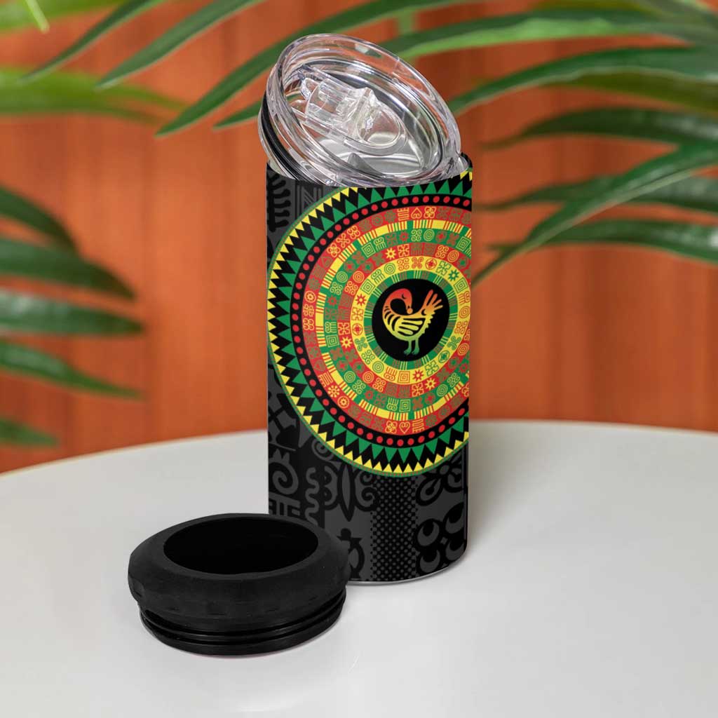 African Sankofa Bird 4 in 1 Can Cooler Tumbler Adinkra Symbols - Chest Arm Tattoo