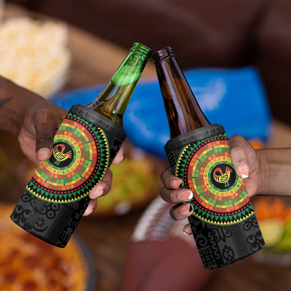 African Sankofa Bird 4 in 1 Can Cooler Tumbler Adinkra Symbols - Chest Arm Tattoo