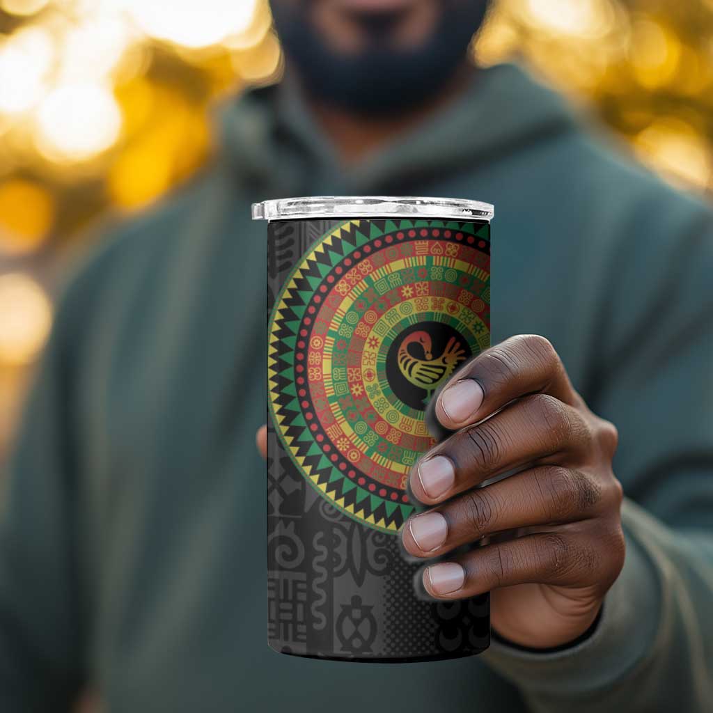 African Sankofa Bird 4 in 1 Can Cooler Tumbler Adinkra Symbols - Chest Arm Tattoo