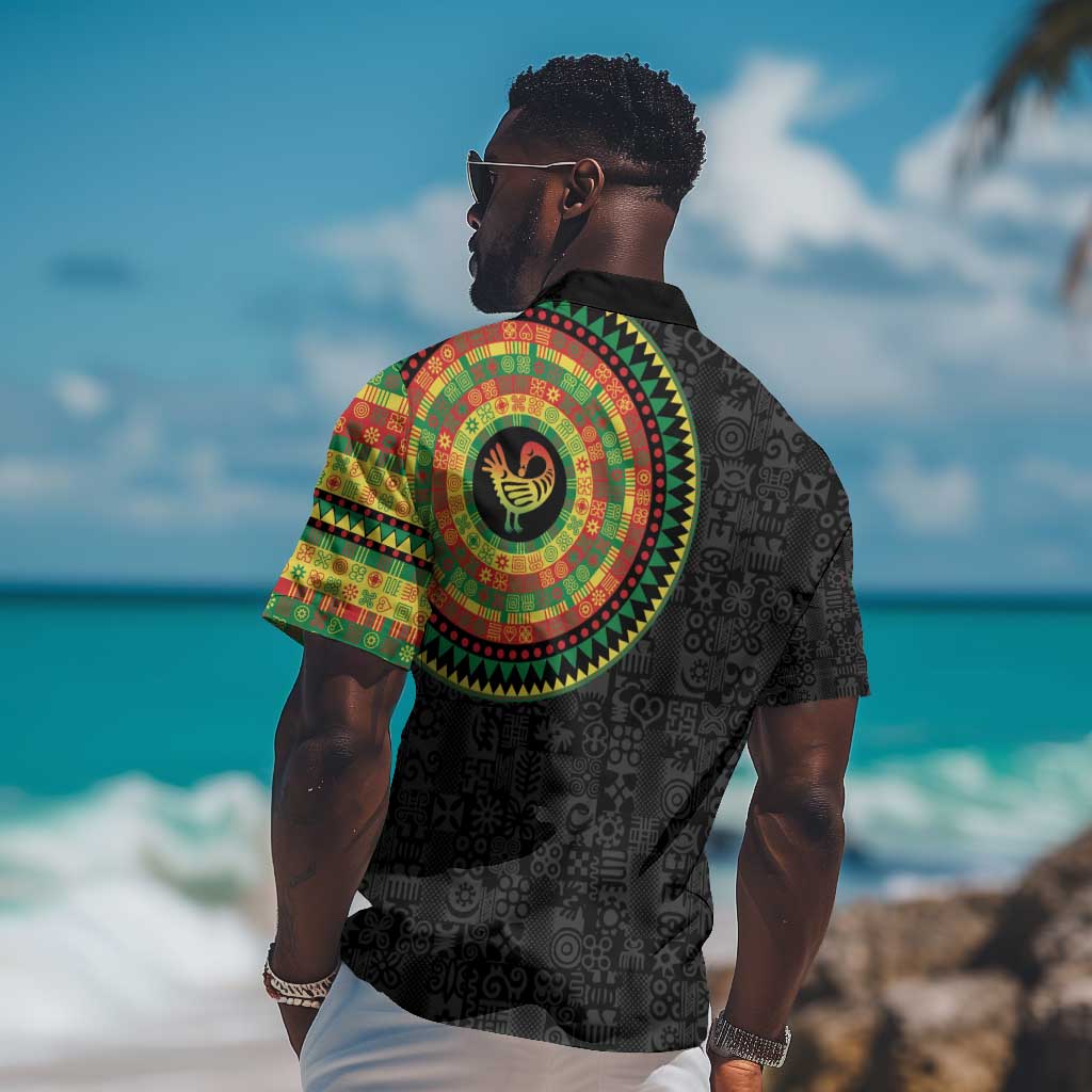 African Sankofa Bird Hawaiian Shirt Adinkra Symbols - Chest Arm Tattoo