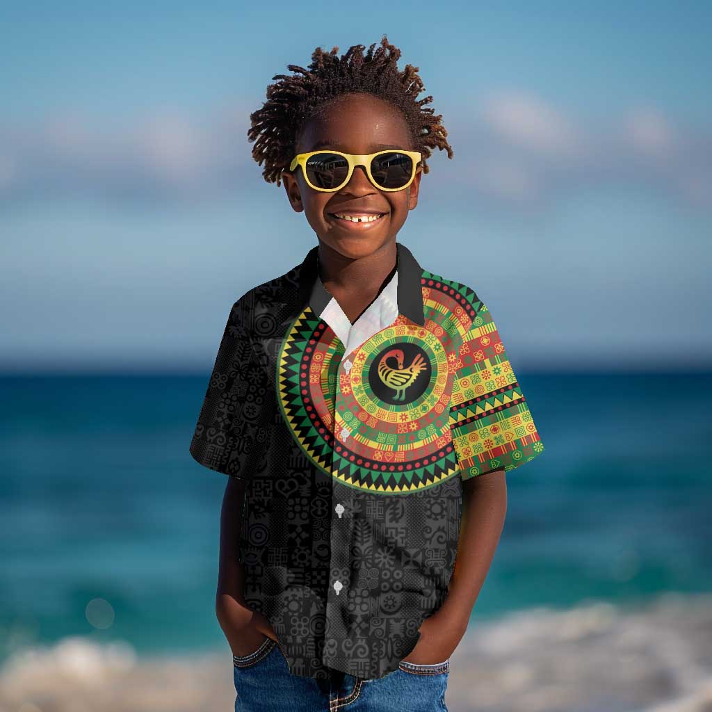 African Sankofa Bird Kid Hawaiian Shirt Adinkra Symbols - Chest Arm Tattoo