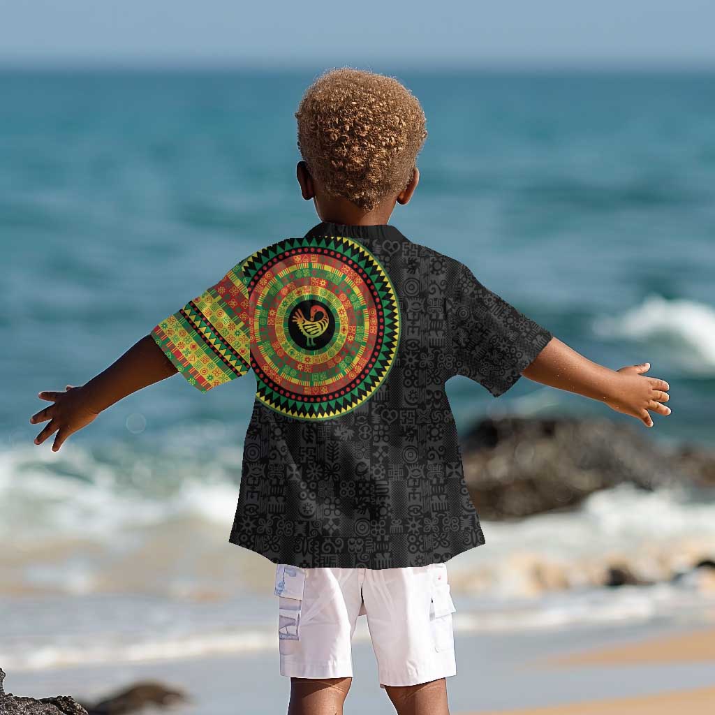 African Sankofa Bird Kid Hawaiian Shirt Adinkra Symbols - Chest Arm Tattoo