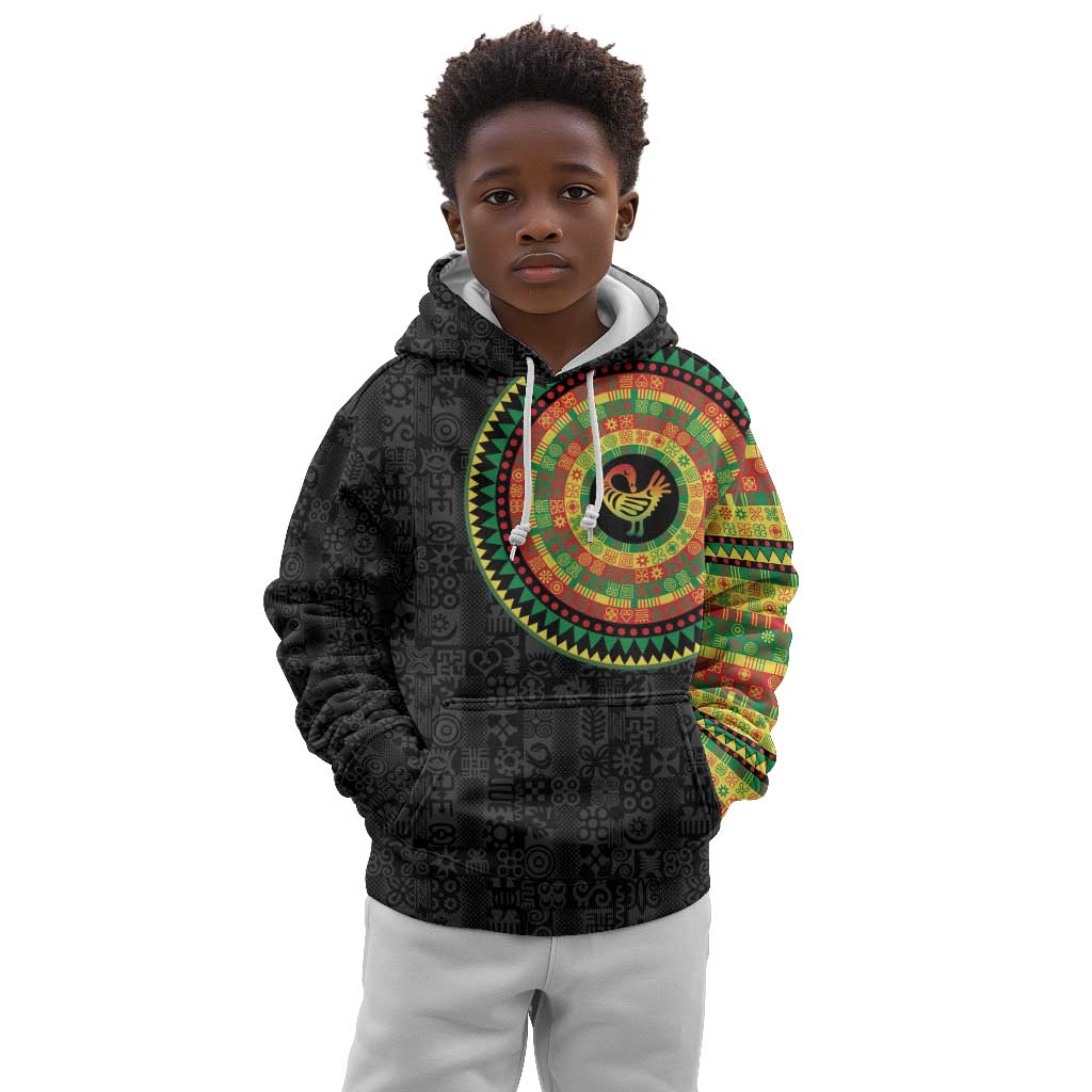 African Sankofa Bird Kid Hoodie Adinkra Symbols - Chest Arm Tattoo