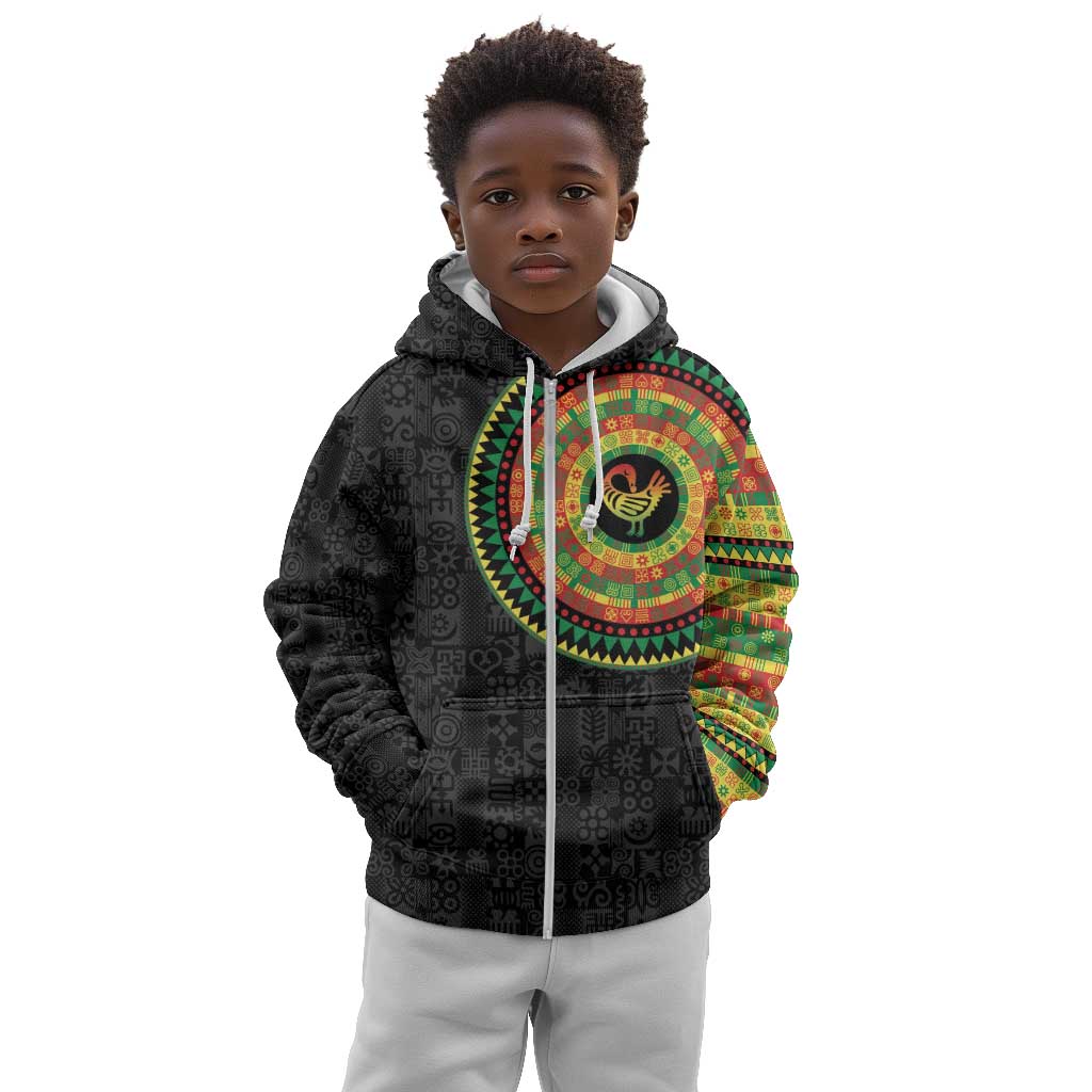 African Sankofa Bird Kid Hoodie Adinkra Symbols - Chest Arm Tattoo