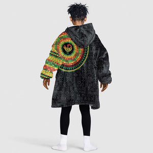 African Sankofa Bird Kid Wearable Blanket Hoodie Adinkra Symbols - Chest Arm Tattoo