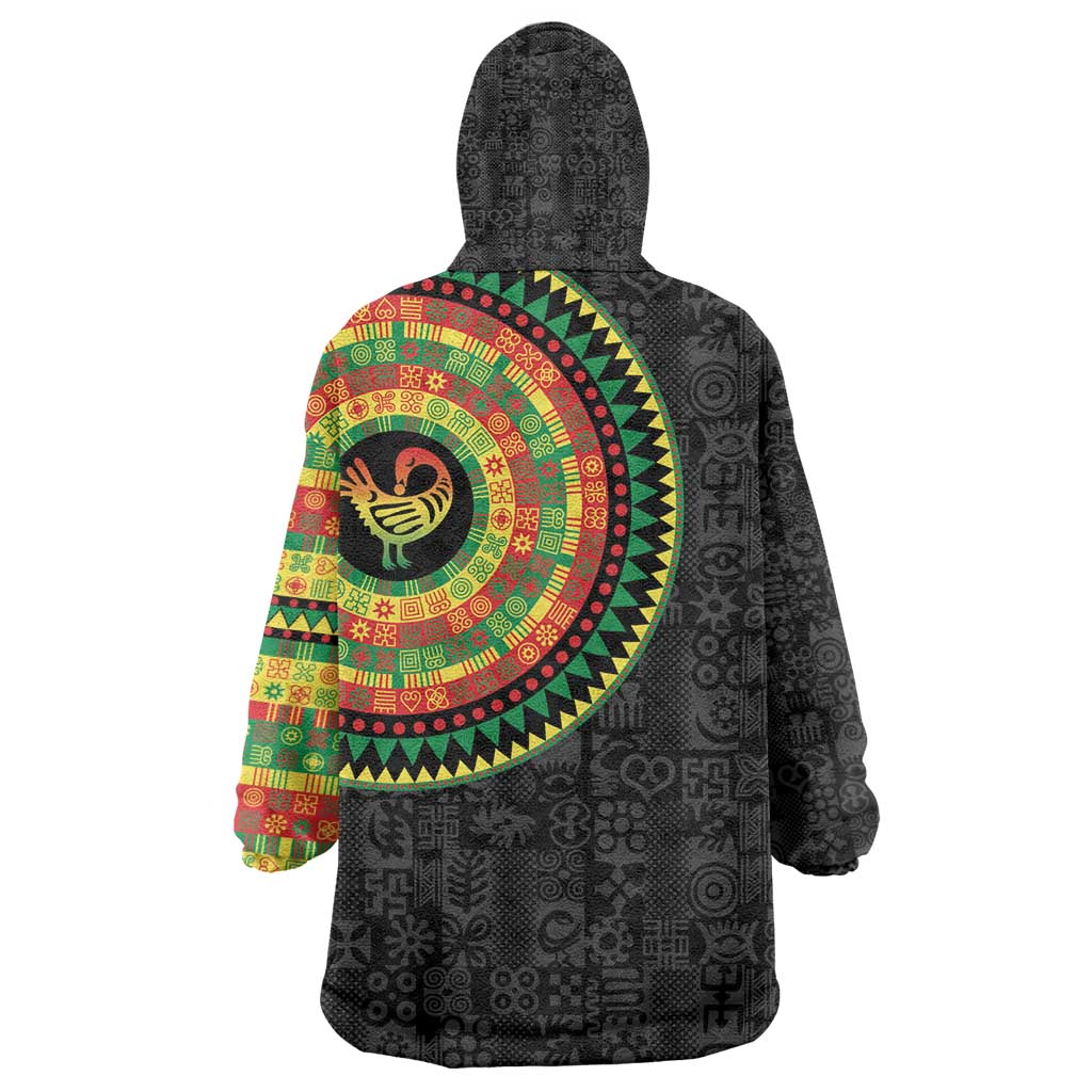 African Sankofa Bird Kid Wearable Blanket Hoodie Adinkra Symbols - Chest Arm Tattoo