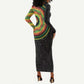 African Sankofa Bird Long Sleeve Bodycon Dress Adinkra Symbols - Chest Arm Tattoo LT15