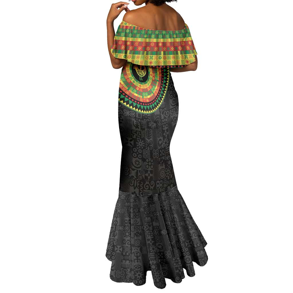 African Sankofa Bird Mermaid Dress Adinkra Symbols - Chest Arm Tattoo