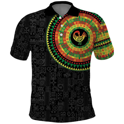African Sankofa Bird Polo Shirt Adinkra Symbols - Chest Arm Tattoo
