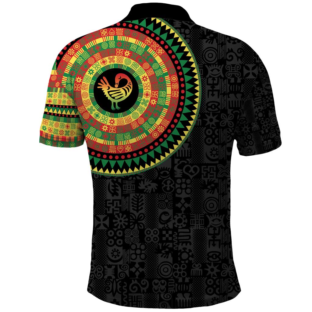 African Sankofa Bird Polo Shirt Adinkra Symbols - Chest Arm Tattoo
