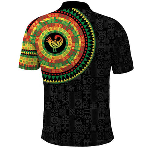 African Sankofa Bird Polo Shirt Adinkra Symbols - Chest Arm Tattoo