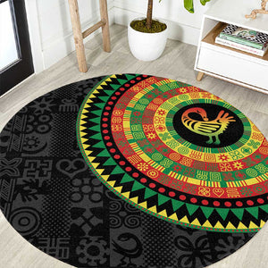 African Sankofa Bird Round Carpet Adinkra Symbols - Chest Arm Tattoo