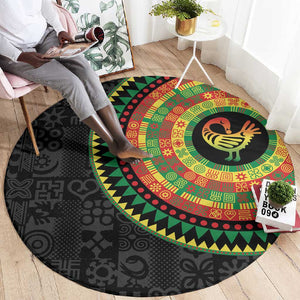 African Sankofa Bird Round Carpet Adinkra Symbols - Chest Arm Tattoo