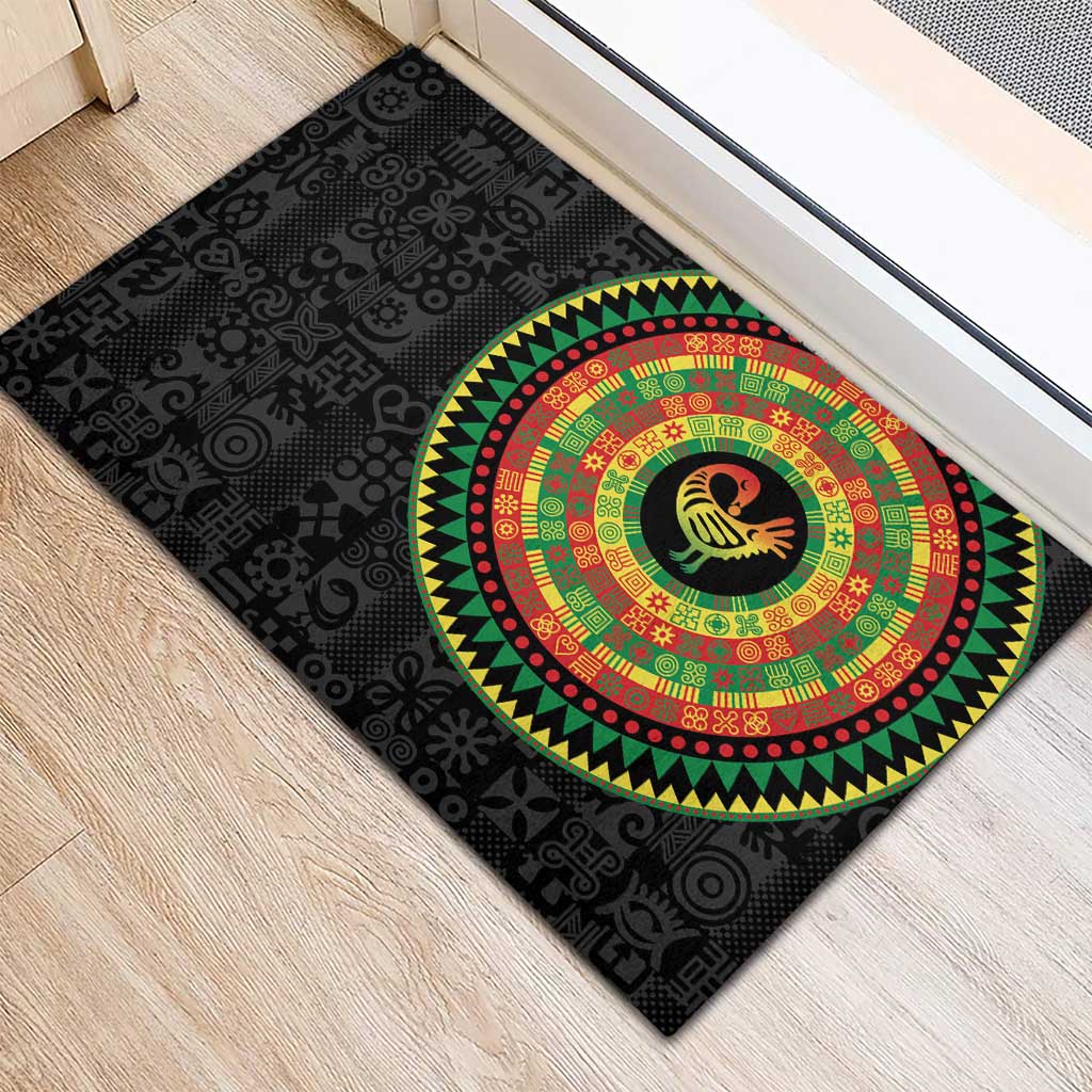 African Sankofa Bird Rubber Doormat Adinkra Symbols - Chest Arm Tattoo