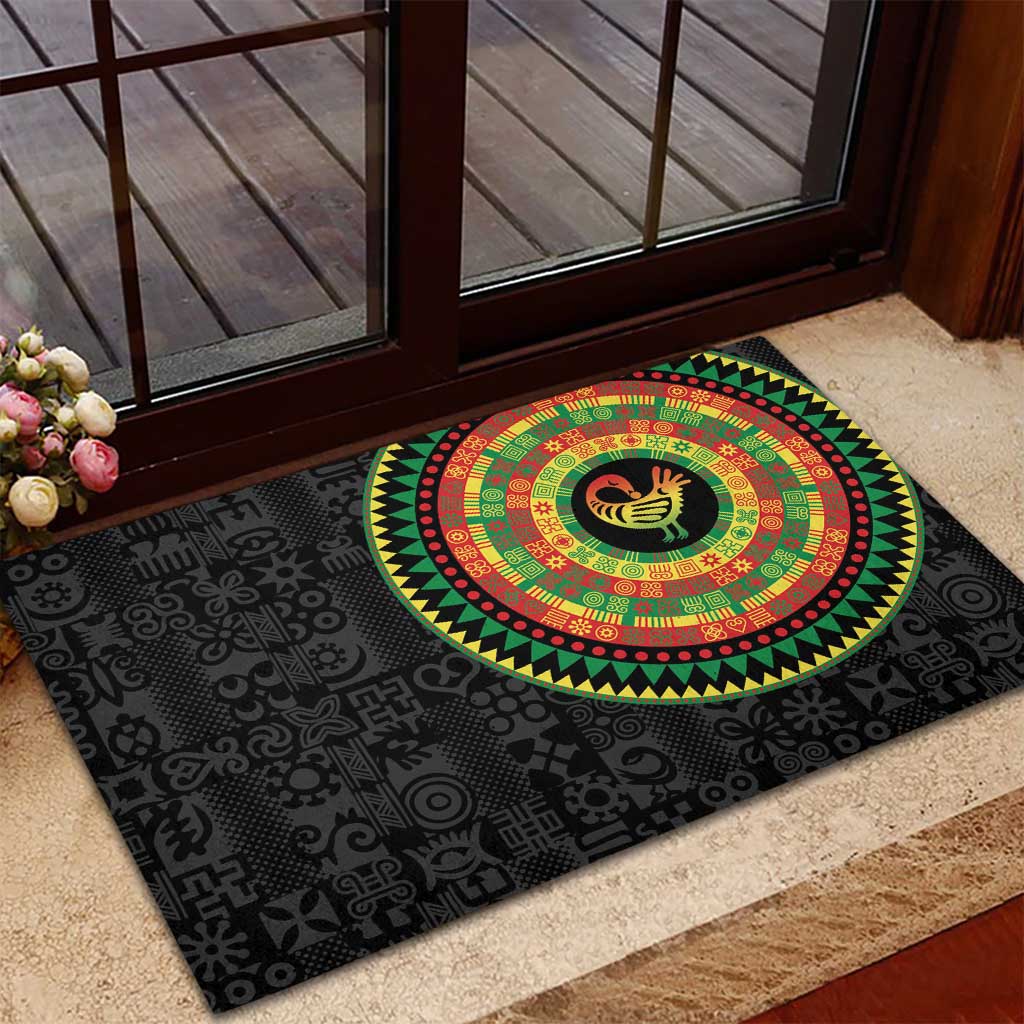 African Sankofa Bird Rubber Doormat Adinkra Symbols - Chest Arm Tattoo