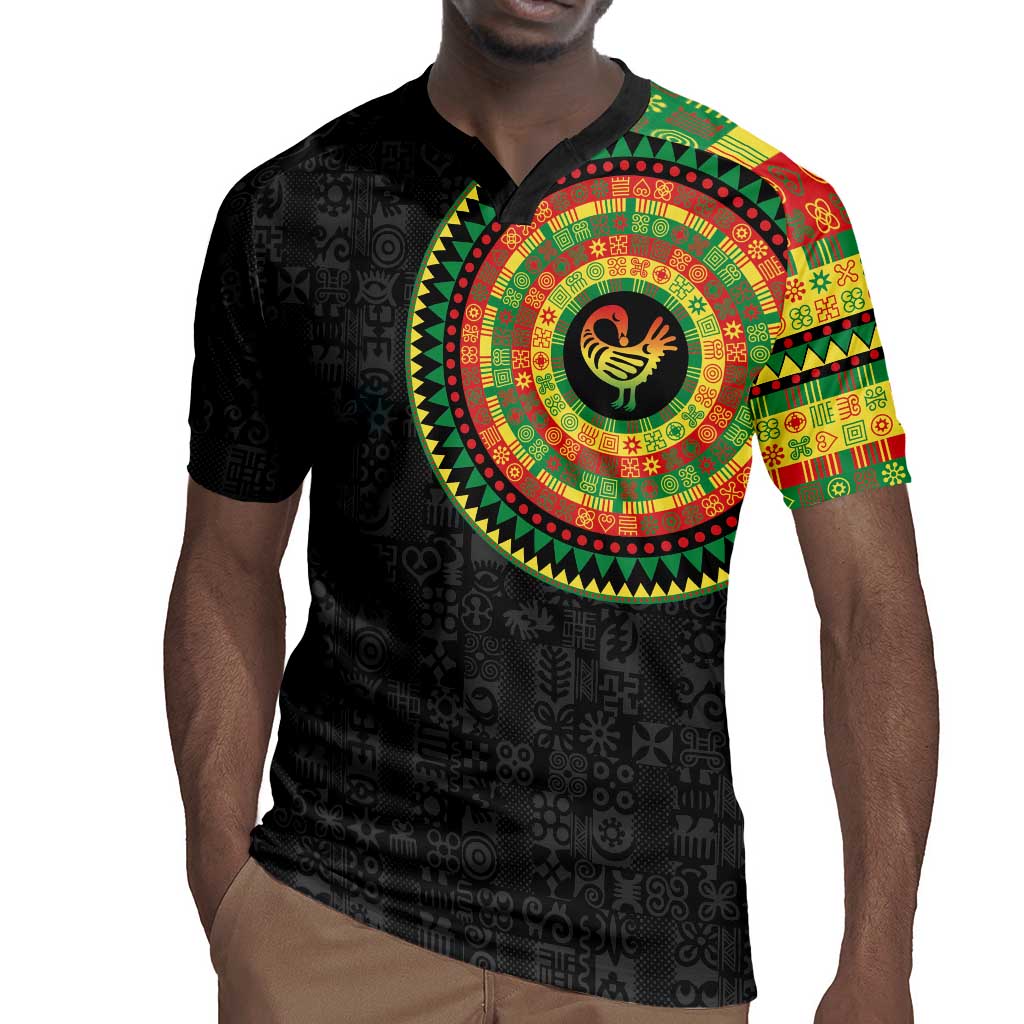 African Sankofa Bird Rugby Jersey Adinkra Symbols - Chest Arm Tattoo
