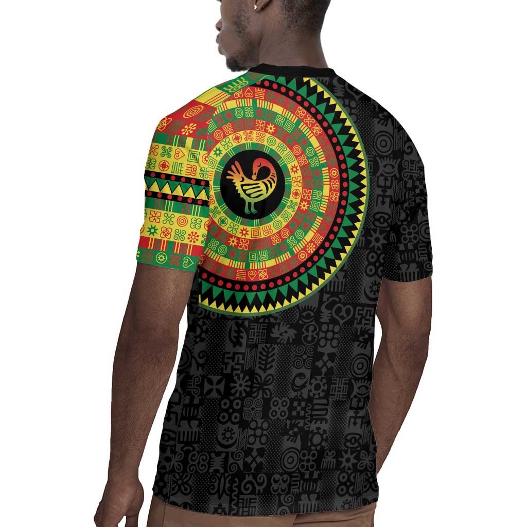 African Sankofa Bird Rugby Jersey Adinkra Symbols - Chest Arm Tattoo
