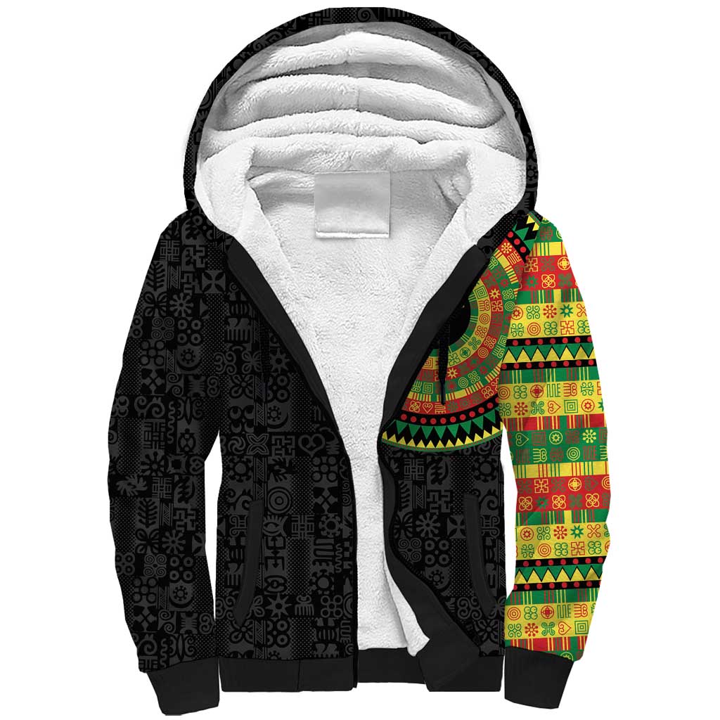 African Sankofa Bird Sherpa Hoodie Adinkra Symbols - Chest Arm Tattoo
