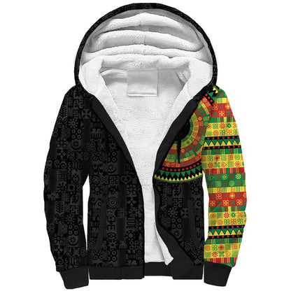 African Sankofa Bird Sherpa Hoodie Adinkra Symbols - Chest Arm Tattoo