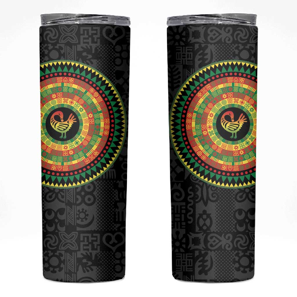 African Sankofa Bird Skinny Tumbler Adinkra Symbols - Chest Arm Tattoo