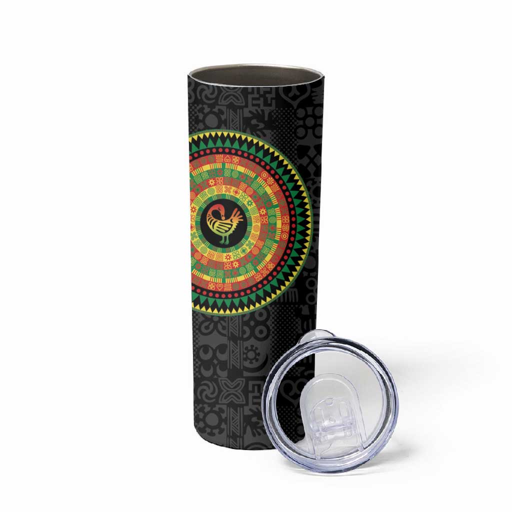African Sankofa Bird Skinny Tumbler Adinkra Symbols - Chest Arm Tattoo