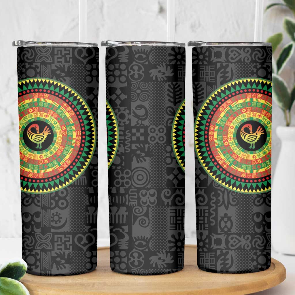 African Sankofa Bird Skinny Tumbler Adinkra Symbols - Chest Arm Tattoo