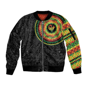 African Sankofa Bird Sleeve Zip Bomber Jacket Adinkra Symbols - Chest Arm Tattoo
