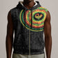 African Sankofa Bird Sleeveless Zip Hoodie Adinkra Symbols - Chest Arm Tattoo - African Pride