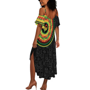 African Sankofa Bird Summer Maxi Dress Adinkra Symbols - Chest Arm Tattoo