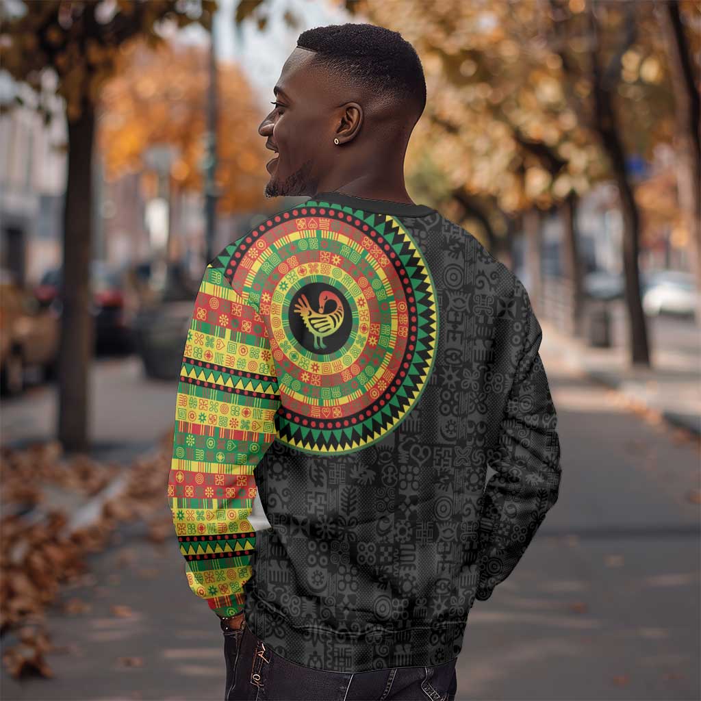 African Sankofa Bird Sweatshirt Adinkra Symbols - Chest Arm Tattoo