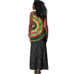 African Sankofa Bird Tank Maxi Dress Adinkra Symbols - Chest Arm Tattoo
