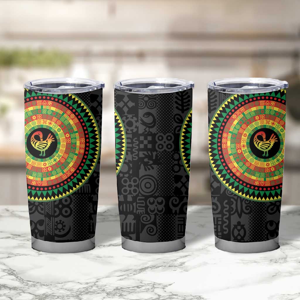 African Sankofa Bird Tumbler Cup Adinkra Symbols - Chest Arm Tattoo