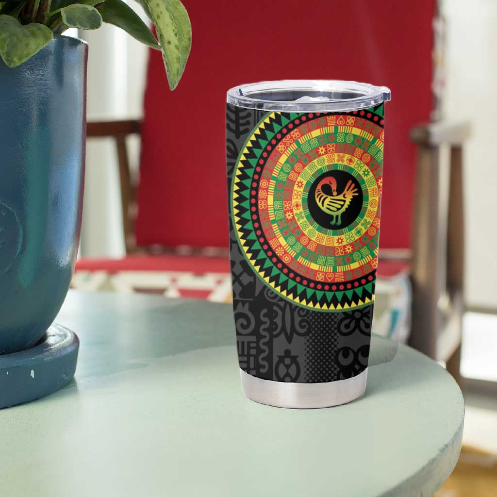 African Sankofa Bird Tumbler Cup Adinkra Symbols - Chest Arm Tattoo