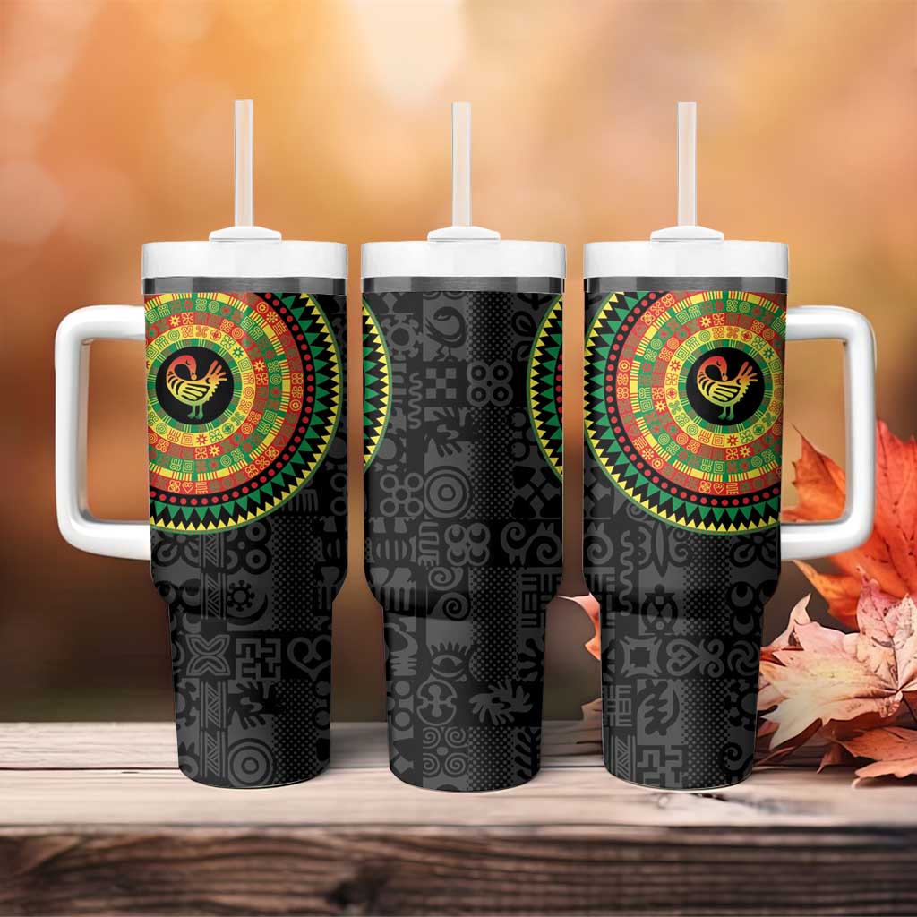 African Sankofa Bird Tumbler With Handle Adinkra Symbols - Chest Arm Tattoo