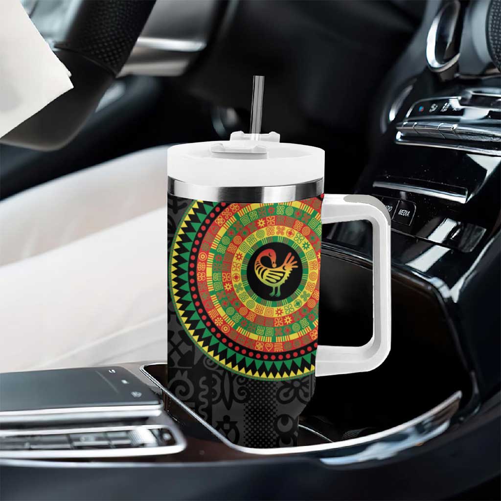 African Sankofa Bird Tumbler With Handle Adinkra Symbols - Chest Arm Tattoo