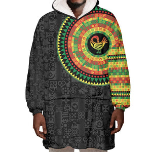 African Sankofa Bird Wearable Blanket Hoodie Adinkra Symbols - Chest Arm Tattoo