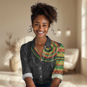 African Sankofa Bird Women Casual Shirt Adinkra Symbols - Chest Arm Tattoo